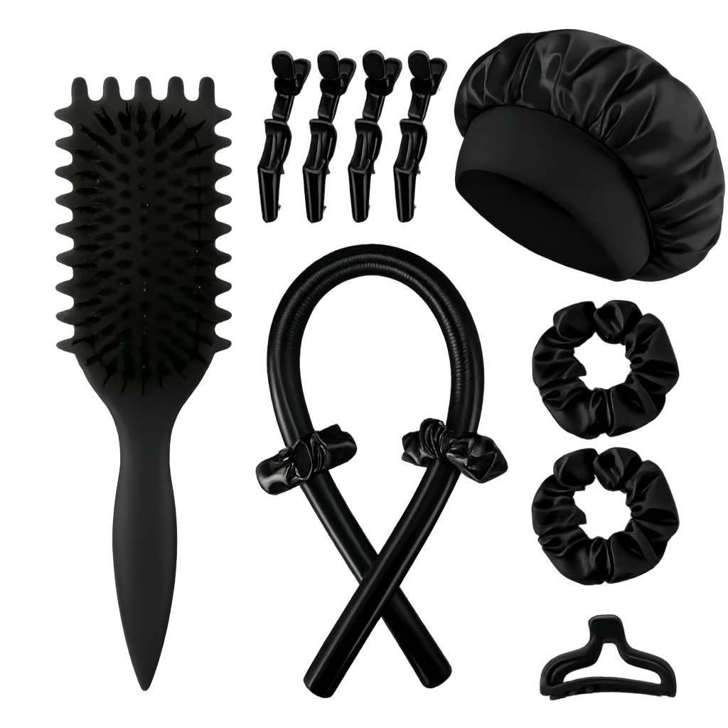 Kit rizador sin calor 12 piezas negro sin fondo - portada