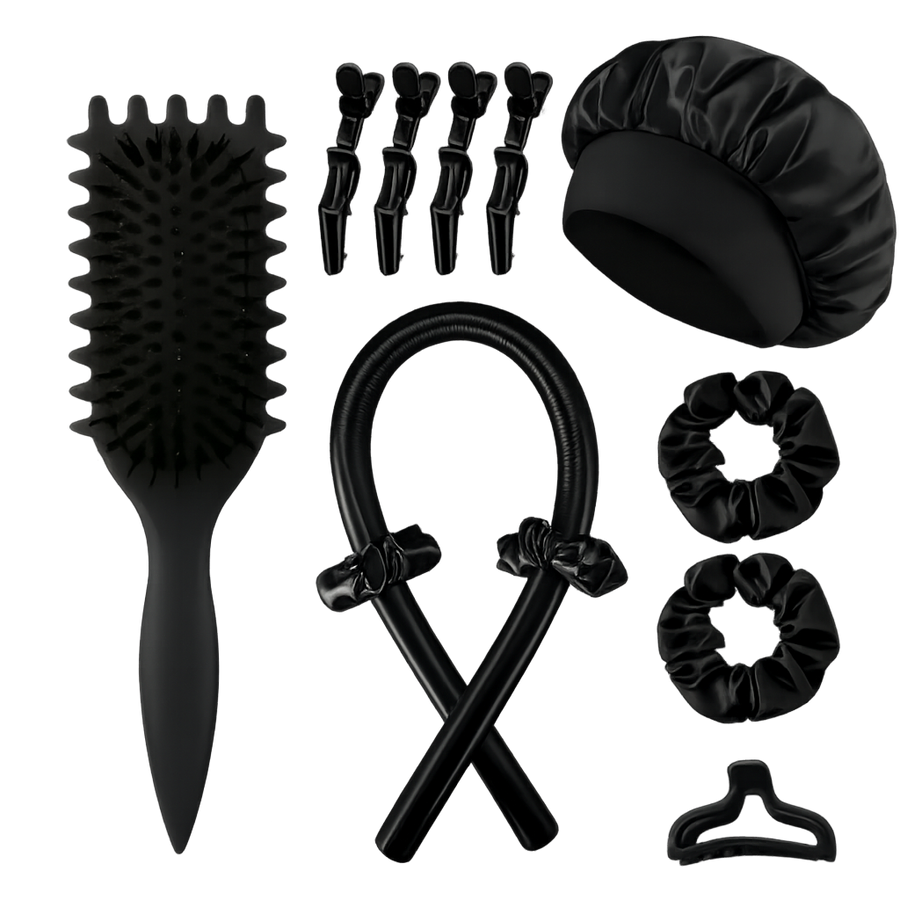Kit rizador sin calor 12 piezas negro sin fondo - portada