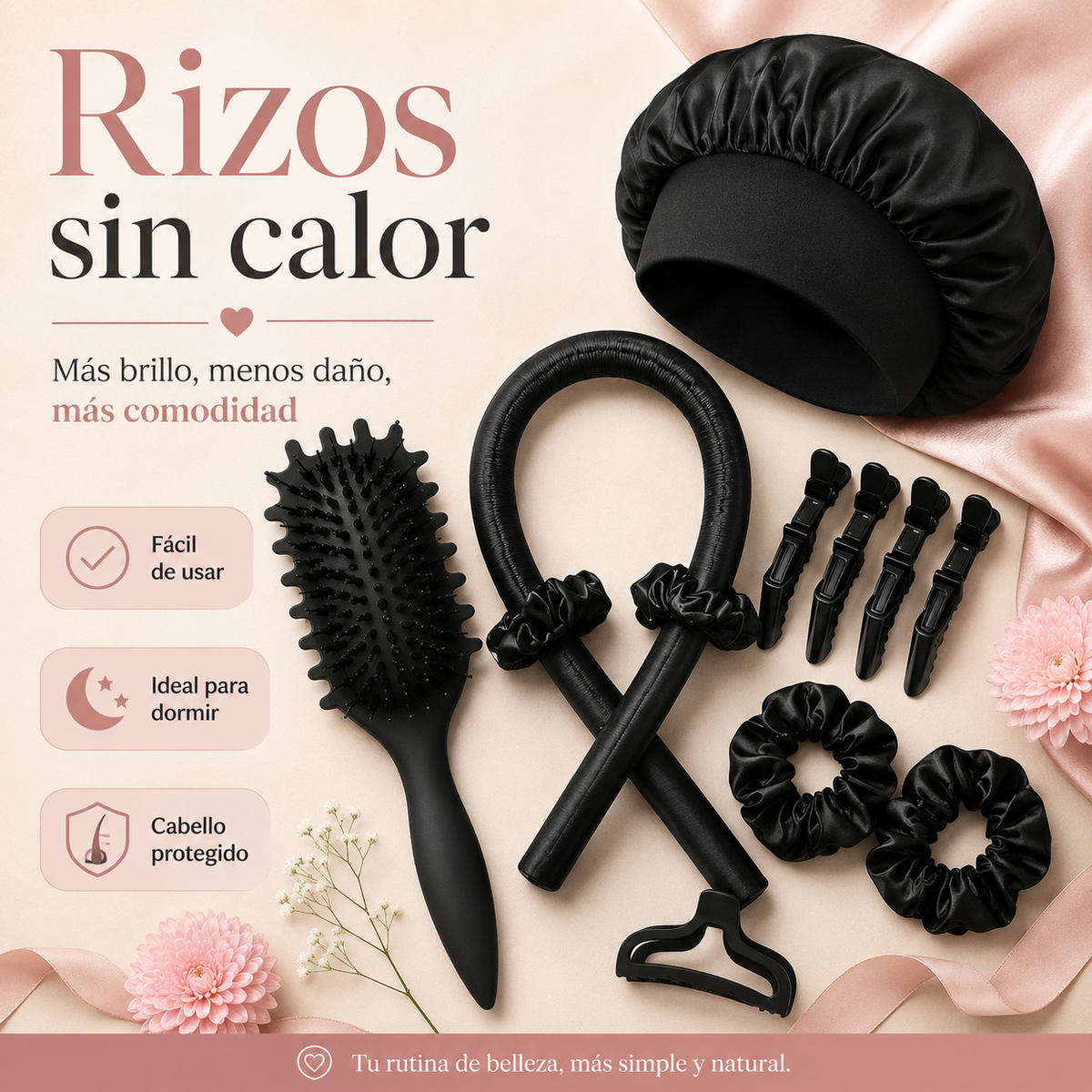 Kit rizador sin calor para ondas y rutina de peinado