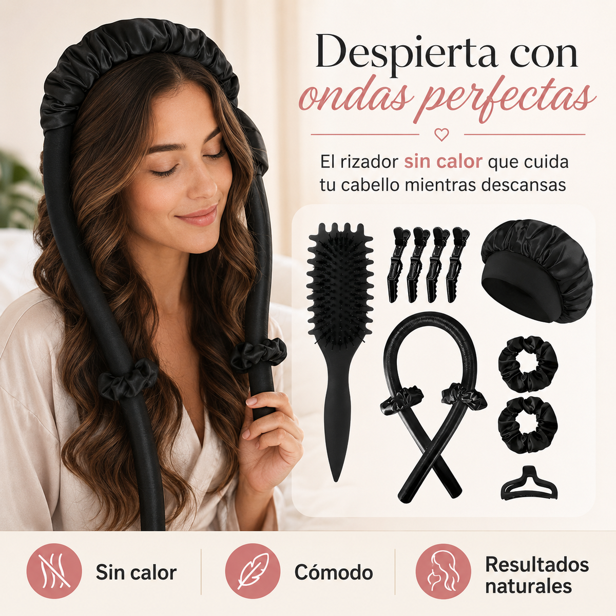 Kit rizador sin calor para ondas y rutina de peinado