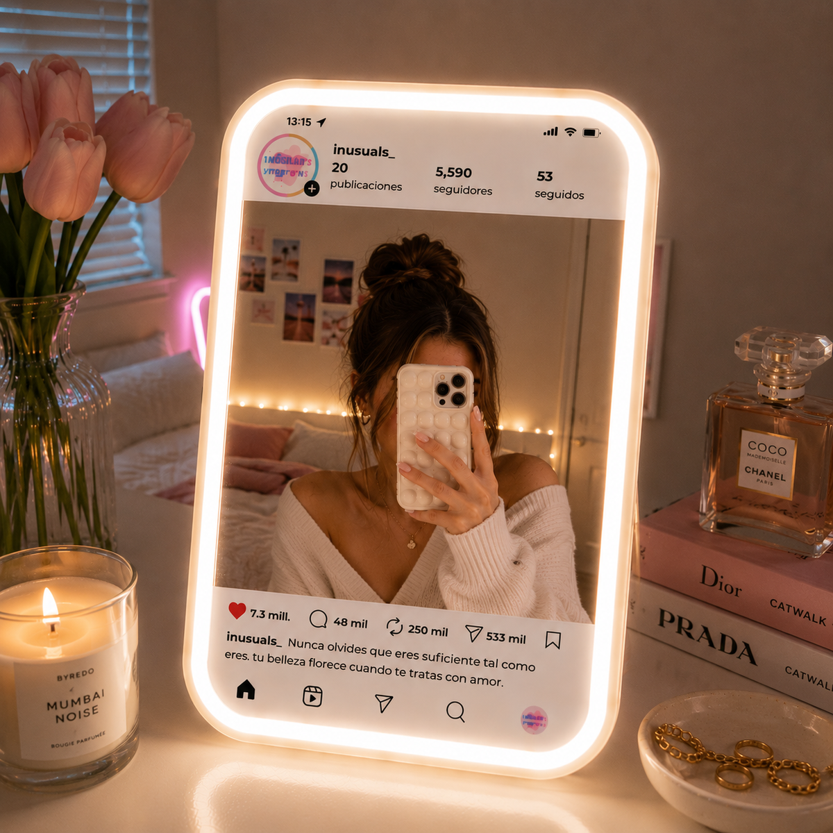 Espejo LED Instagram Glow con diseno Inusuals