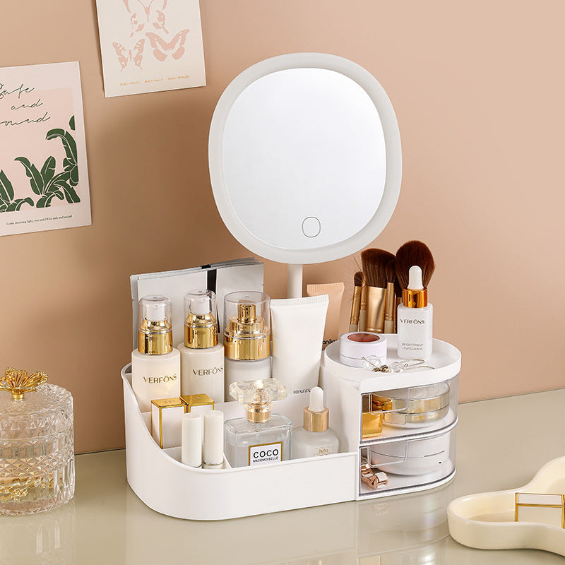 Organizador de maquillaje con espejo LED marfil - foto 01