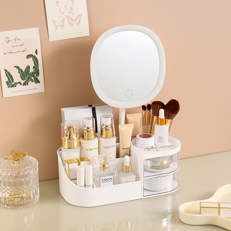 Organizador de maquillaje con espejo LED marfil - foto 02