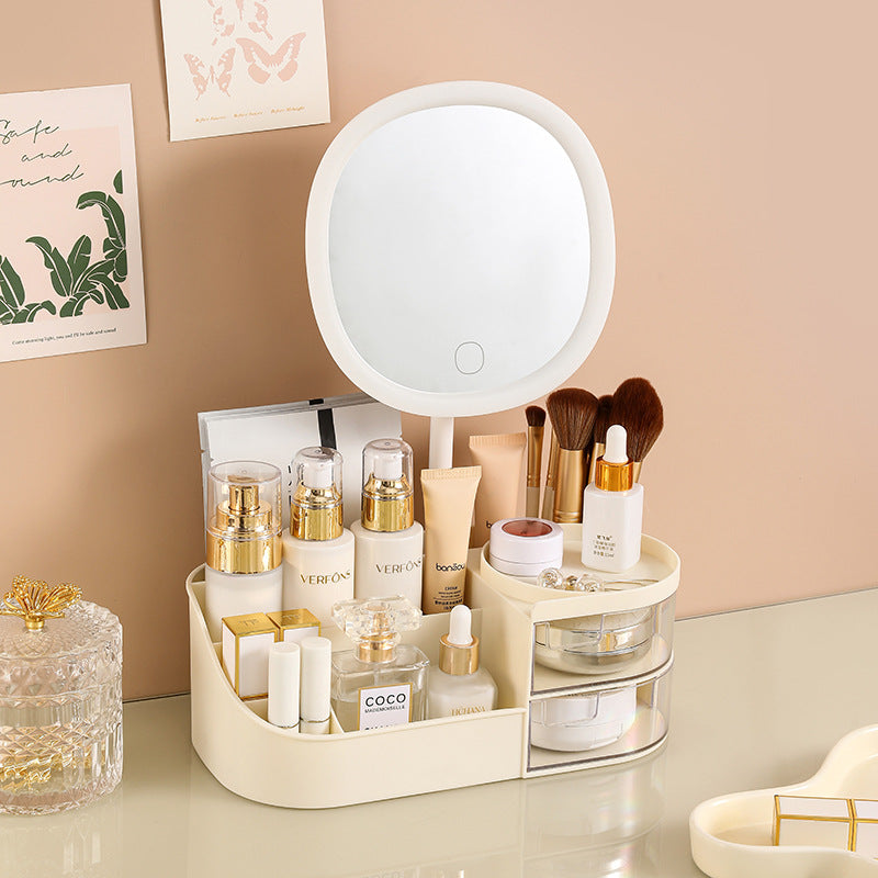 Organizador de maquillaje con espejo LED marfil - foto 03