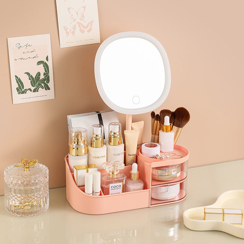 Organizador de maquillaje con espejo LED marfil - foto 04