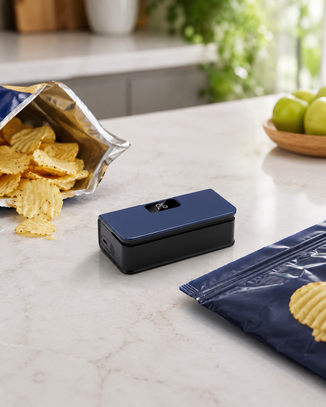 Sellador de bolsas portátil para snacks en cocina