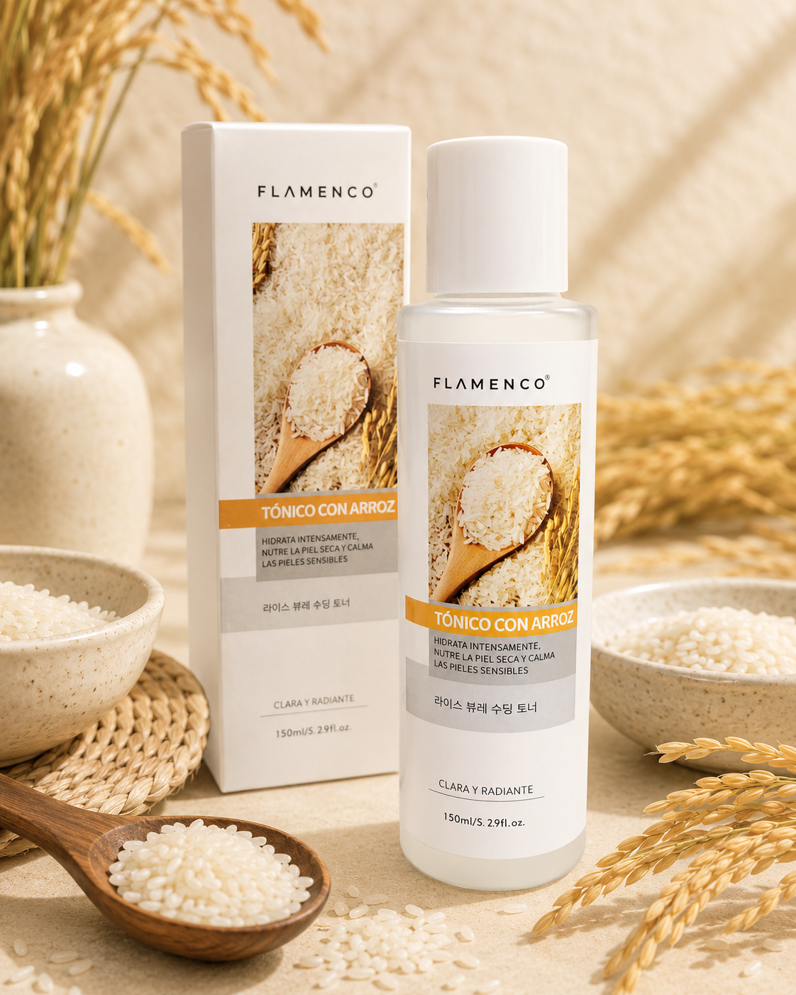 Tónico facial con arroz Flamenco skincare