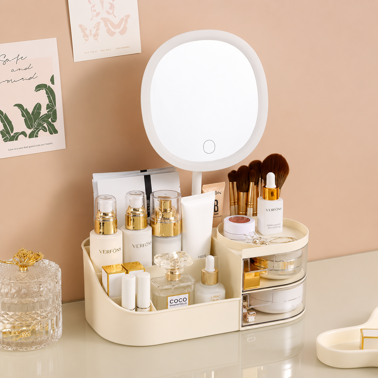 Organizador LED color crema